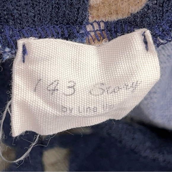 Large 143 Story Navy Blue Floral Knit Cold Shoulder Top Stretch High Neckline - Picture 11 of 12